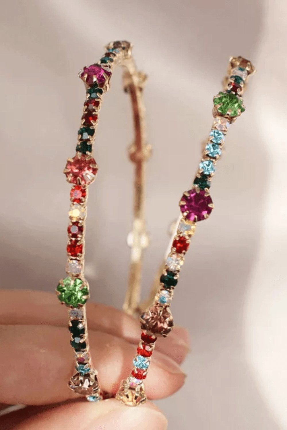 Shiny Rhinestone Gems Statement Huge Hoop Earrings - TGC Boutique - Hoop Earrings