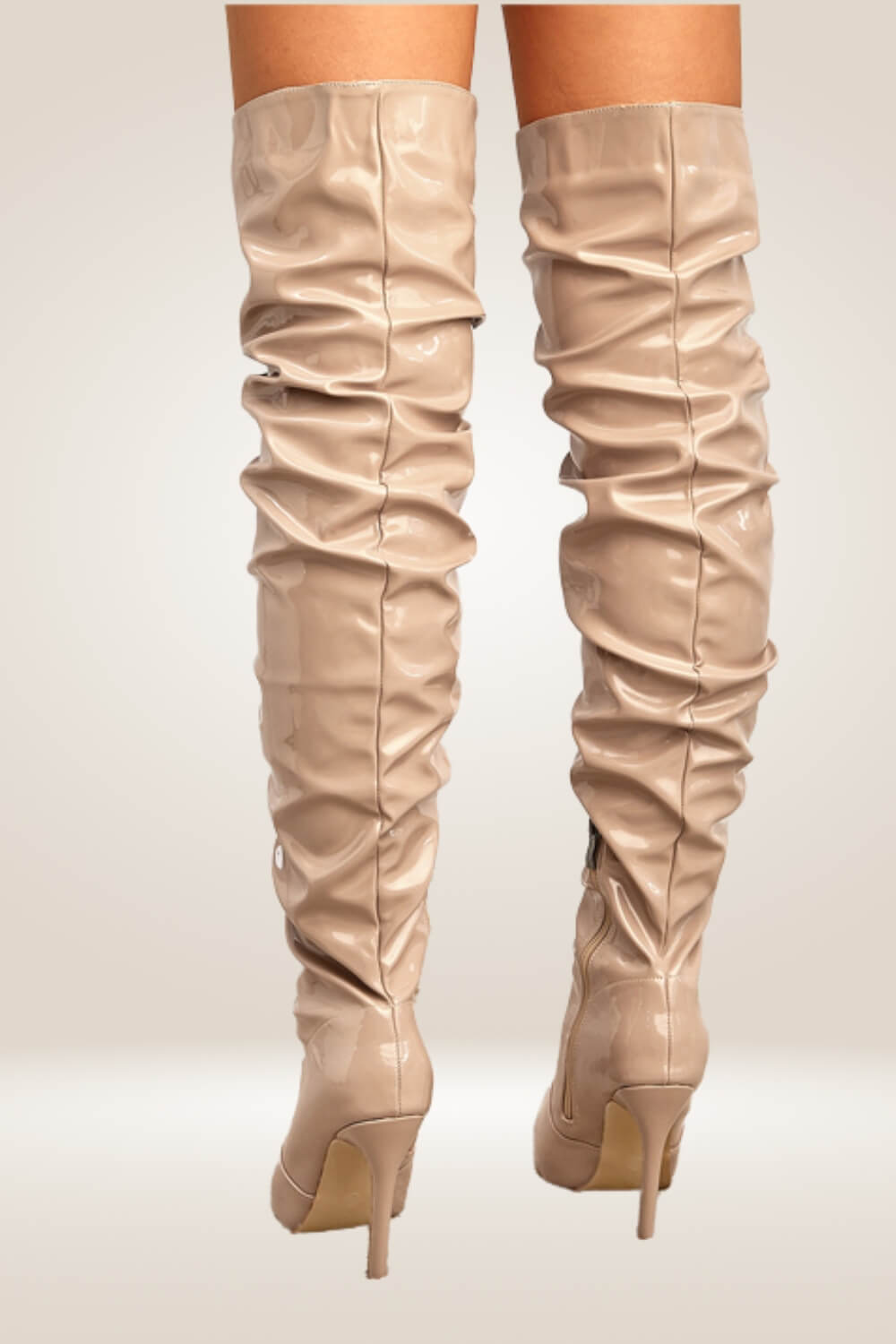 Shiny Tan Over The Knee Boots - TGC Boutique - Boots