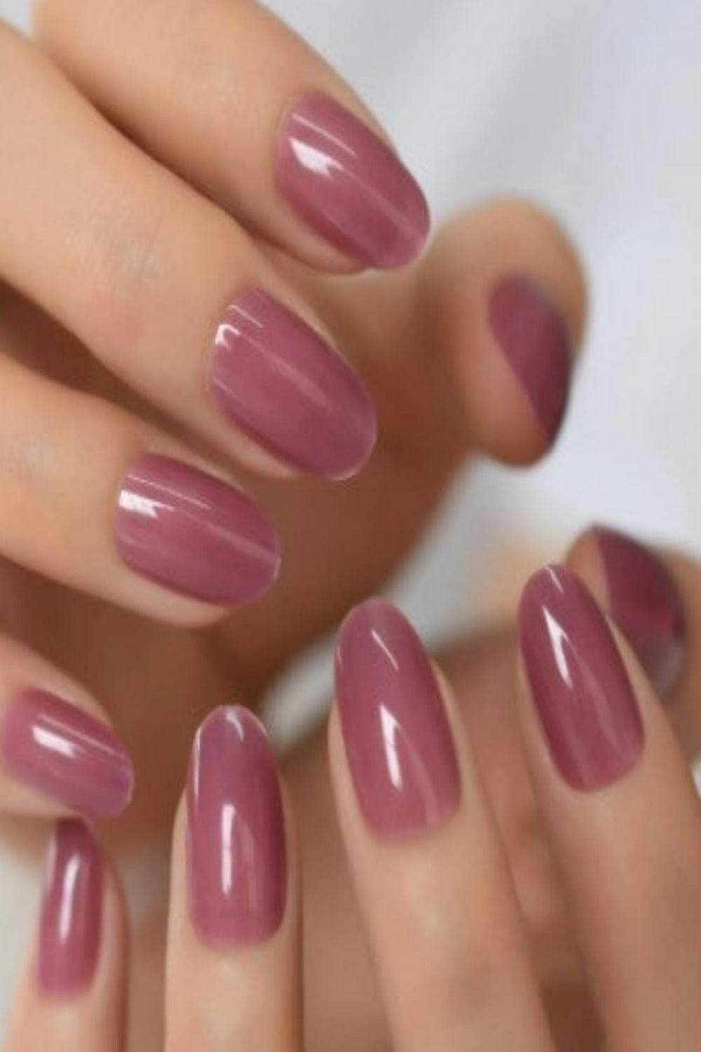 Short Pink Glossy Oval Press On Nails Kit - TGC Boutique - Press On Nails