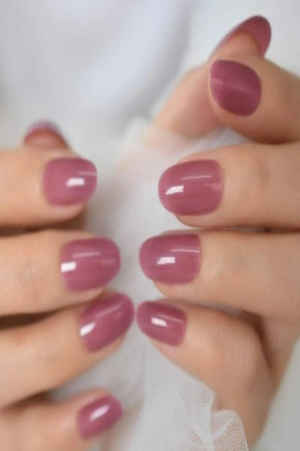 Short Pink Glossy Oval Press On Nails Kit - TGC Boutique - Press On Nails