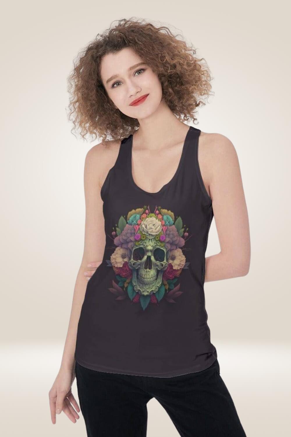 Skull Print Racerback Black Tank Top - TGC Boutique - Tank Top