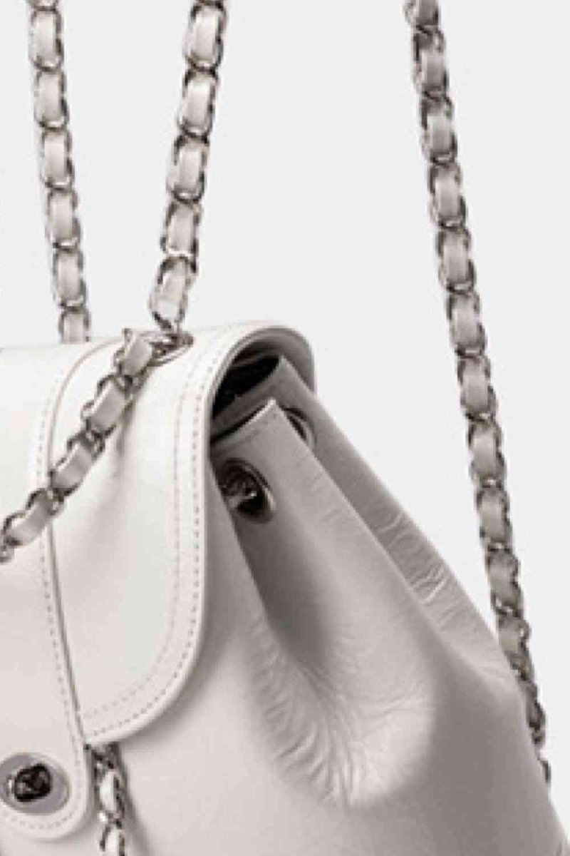 Sleek Vegan Leather Backpack with Chain Straps - TGC Boutique - Handbags