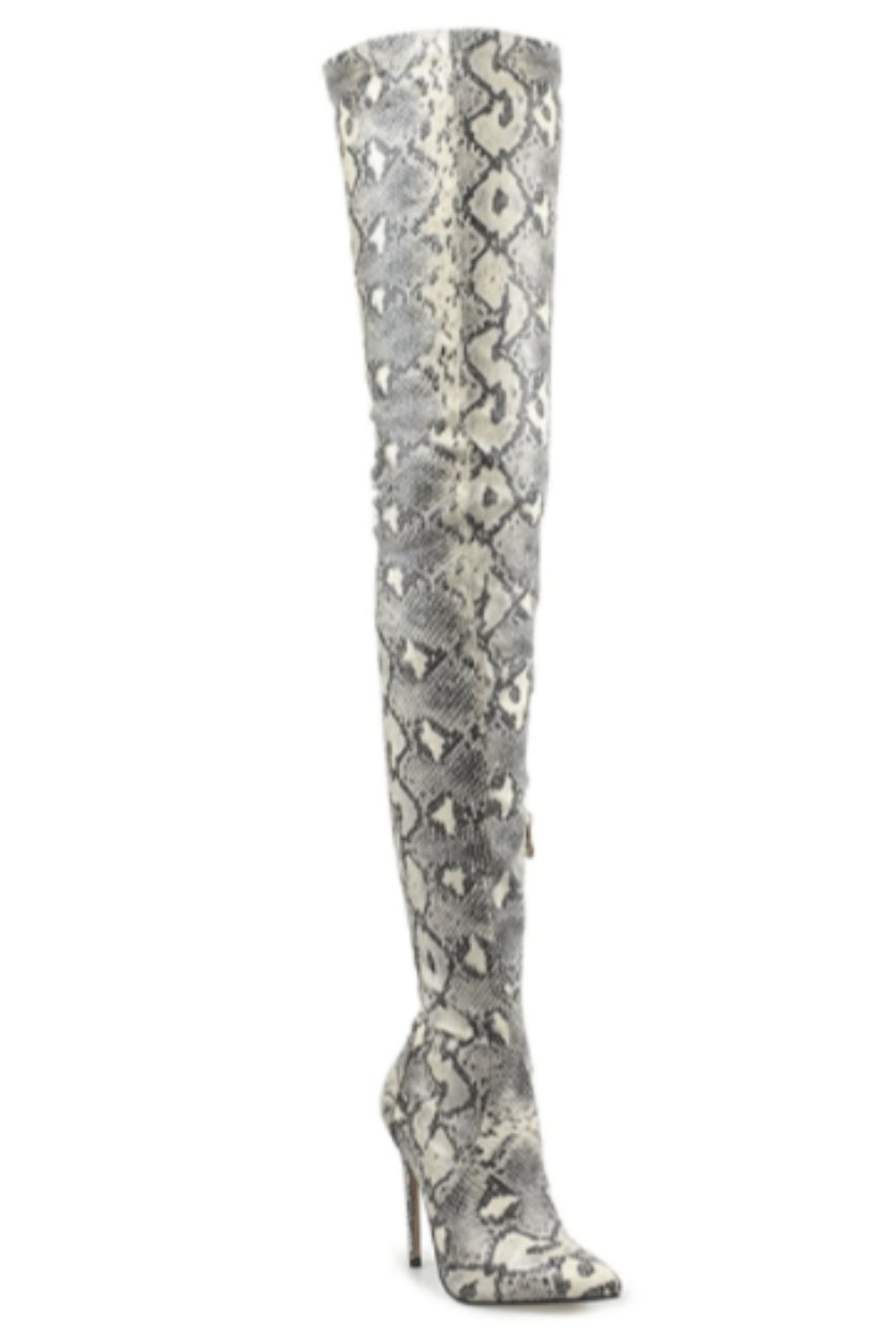 Snake Pattern Over The Knee High Heel Boot - TGC Boutique - High Heel Boots