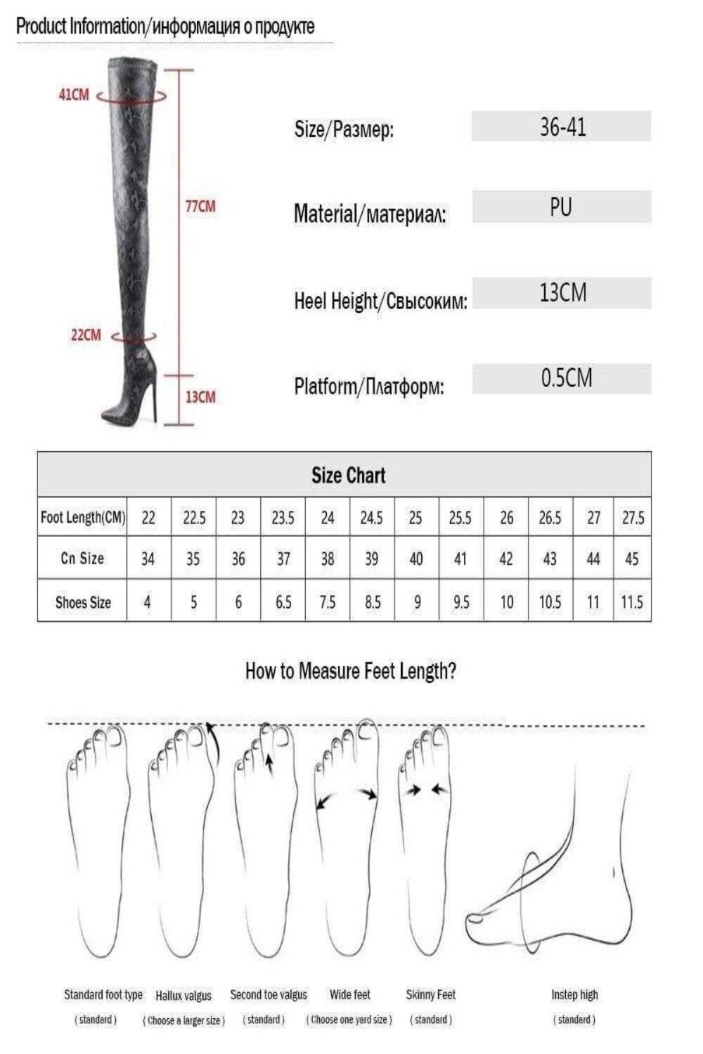 Snake Pattern Over The Knee High Heel Boot - TGC Boutique - High Heel Boots