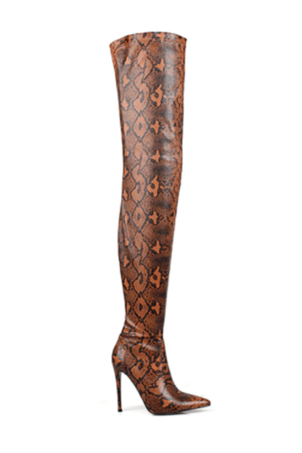 Snake Pattern Over The Knee High Heel Boot - TGC Boutique - High Heel Boots