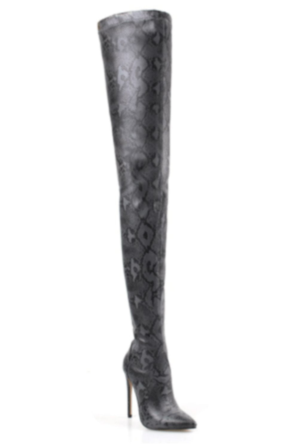 Snake Pattern Over The Knee High Heel Boot - TGC Boutique - High Heel Boots