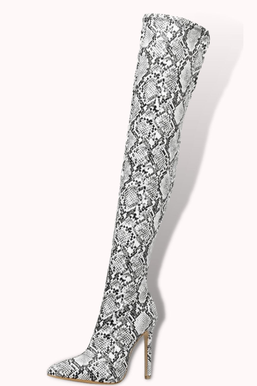 Snake Pattern Over The Knee High Heel Boot - TGC Boutique - High Heel Boots