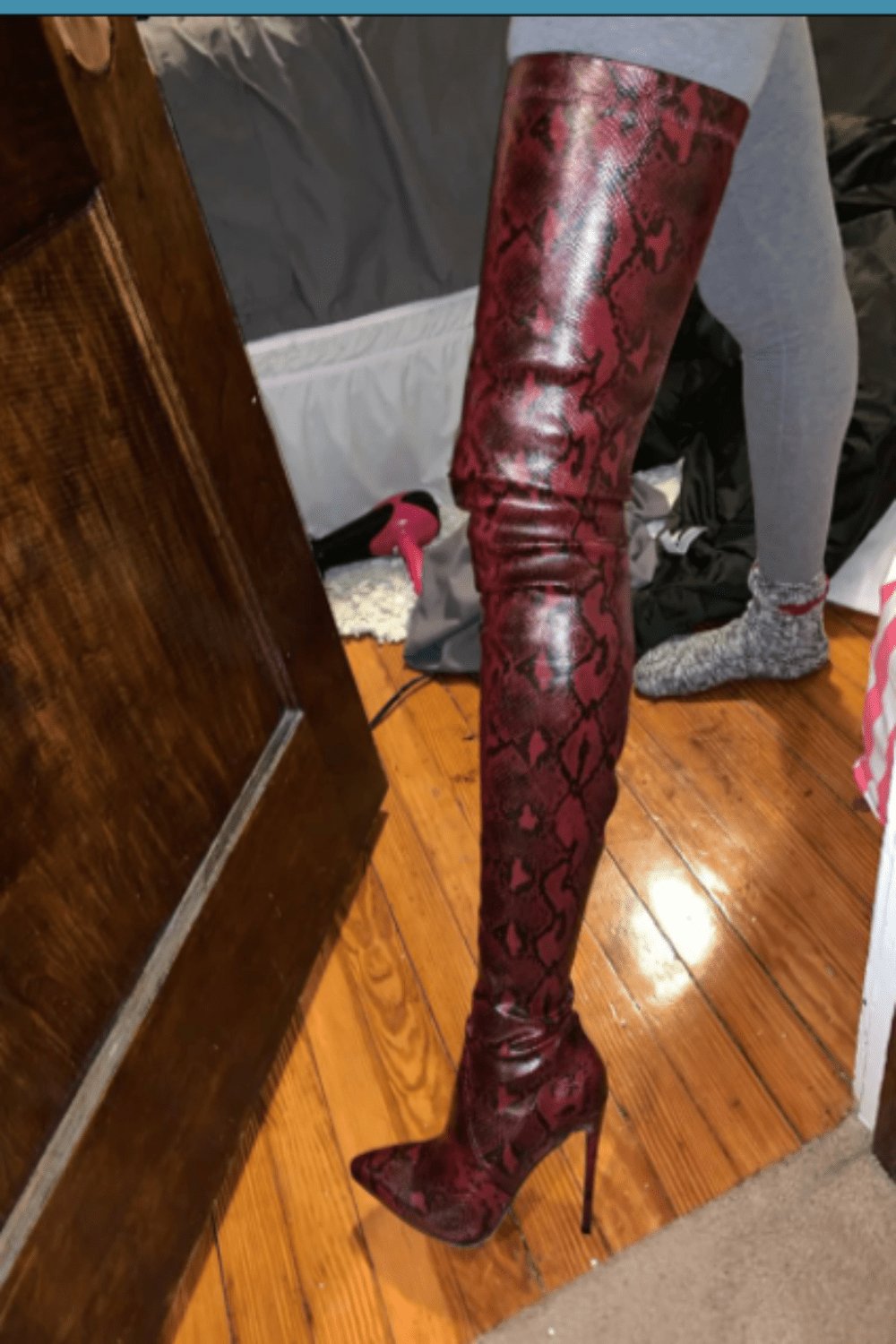 Snake Pattern Over The Knee High Heel Boot - TGC Boutique - High Heel Boots