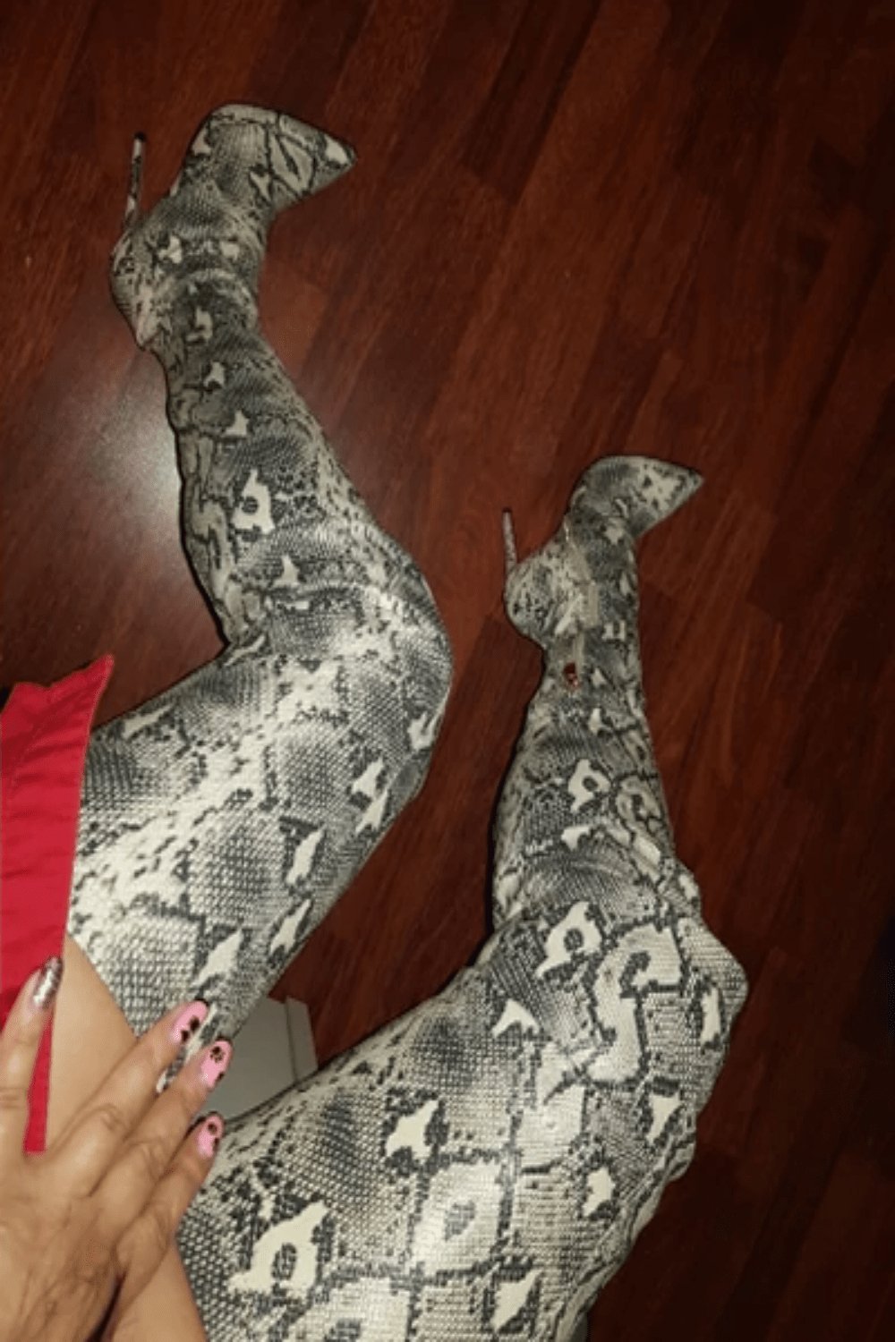 Snake Pattern Over The Knee High Heel Boot - TGC Boutique - High Heel Boots