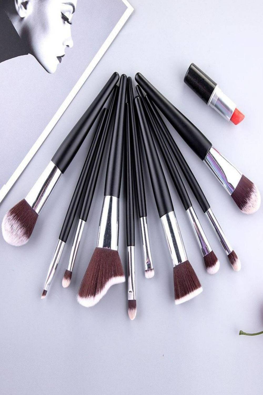 Soft Professional Makeup Brush Set With Bag - 10pcs Brushes - TGC Boutique - Makeup Brush Set
