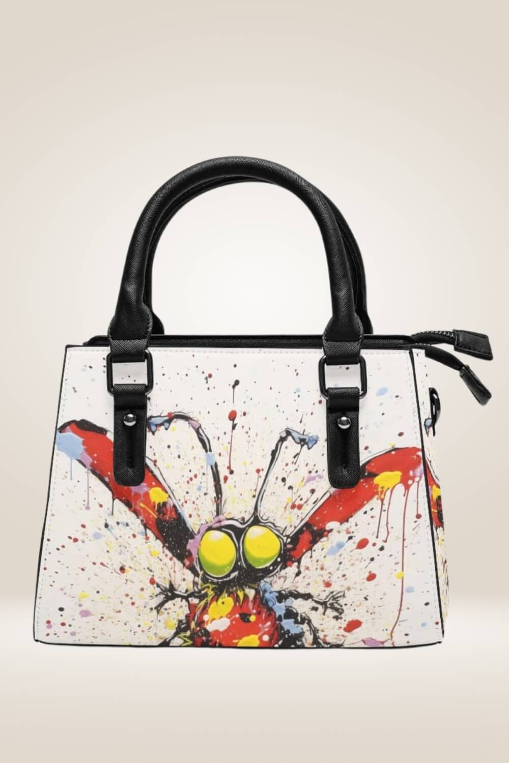 Spray Paint Bug White Satchel Bag - TGC Boutique - Satchel Handbag