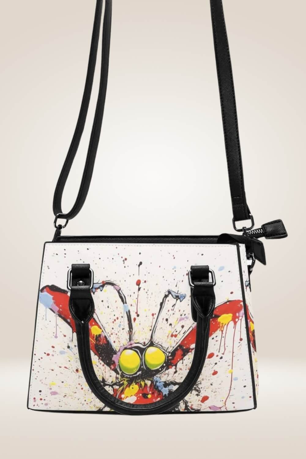Spray Paint Bug White Satchel Bag - TGC Boutique - Satchel Handbag