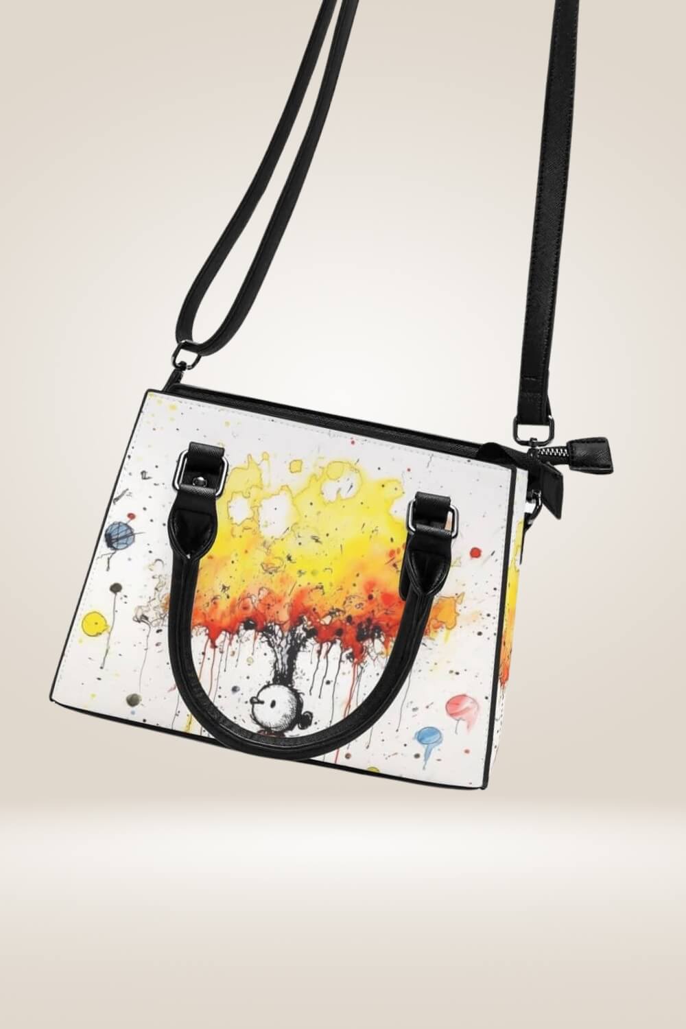 Spray Paint Tree White graffiti Satchel Bag - TGC Boutique - Satchel Handbag