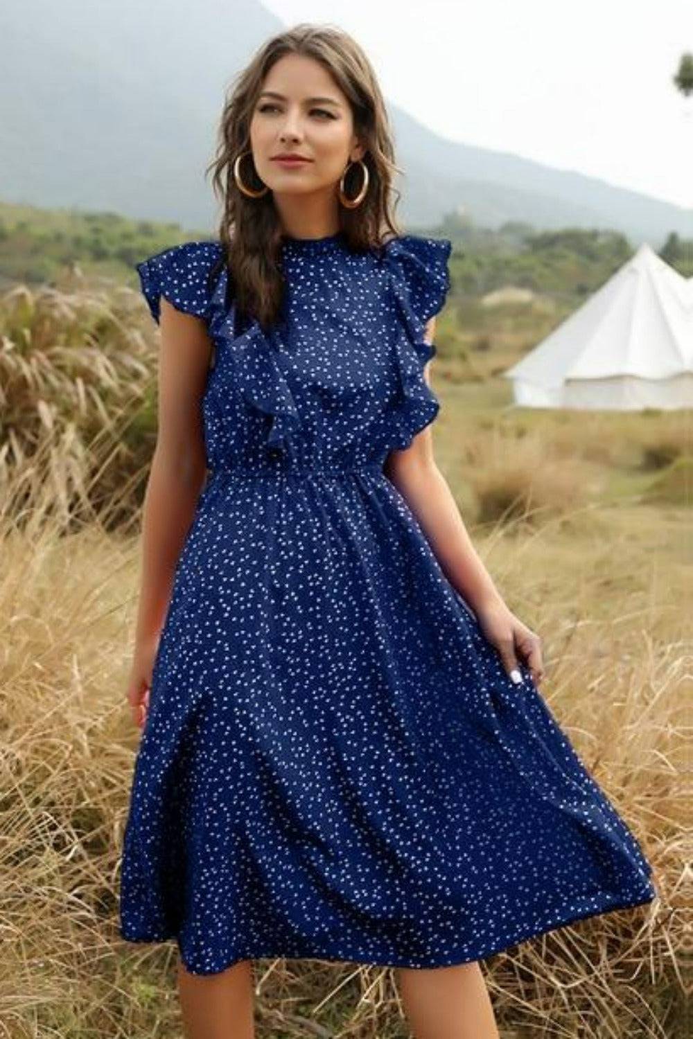 Spring Love Floral Print Ruffle Midi Red Dress - TGC Boutique - Summer Dress