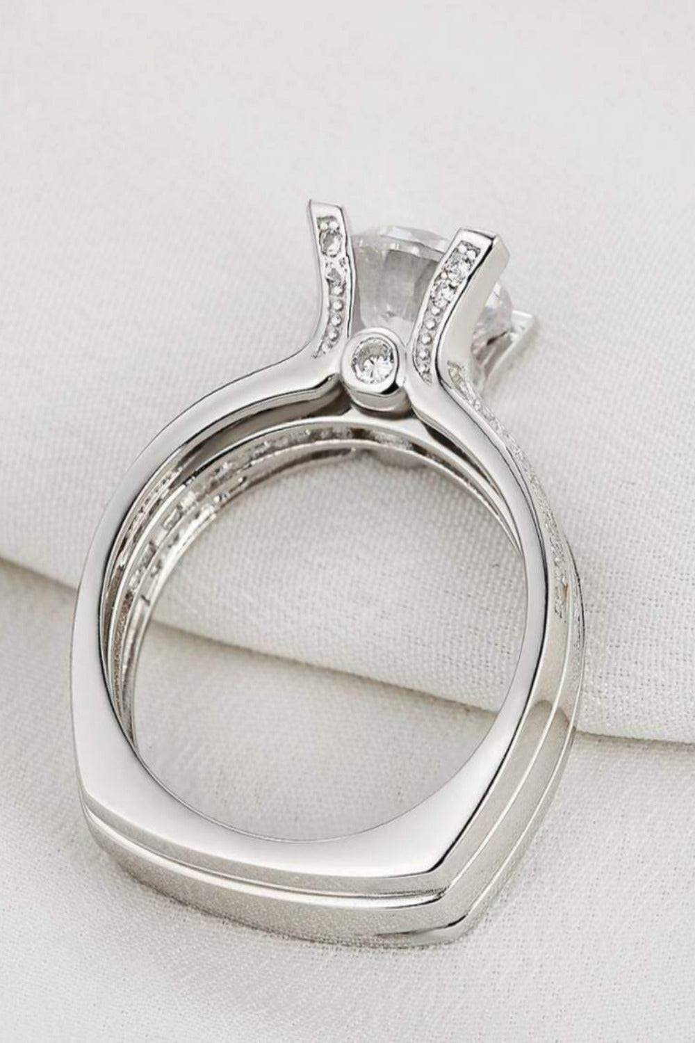 Square Cut Sterling Silver Wedding Ring Set - TGC Boutique - rings
