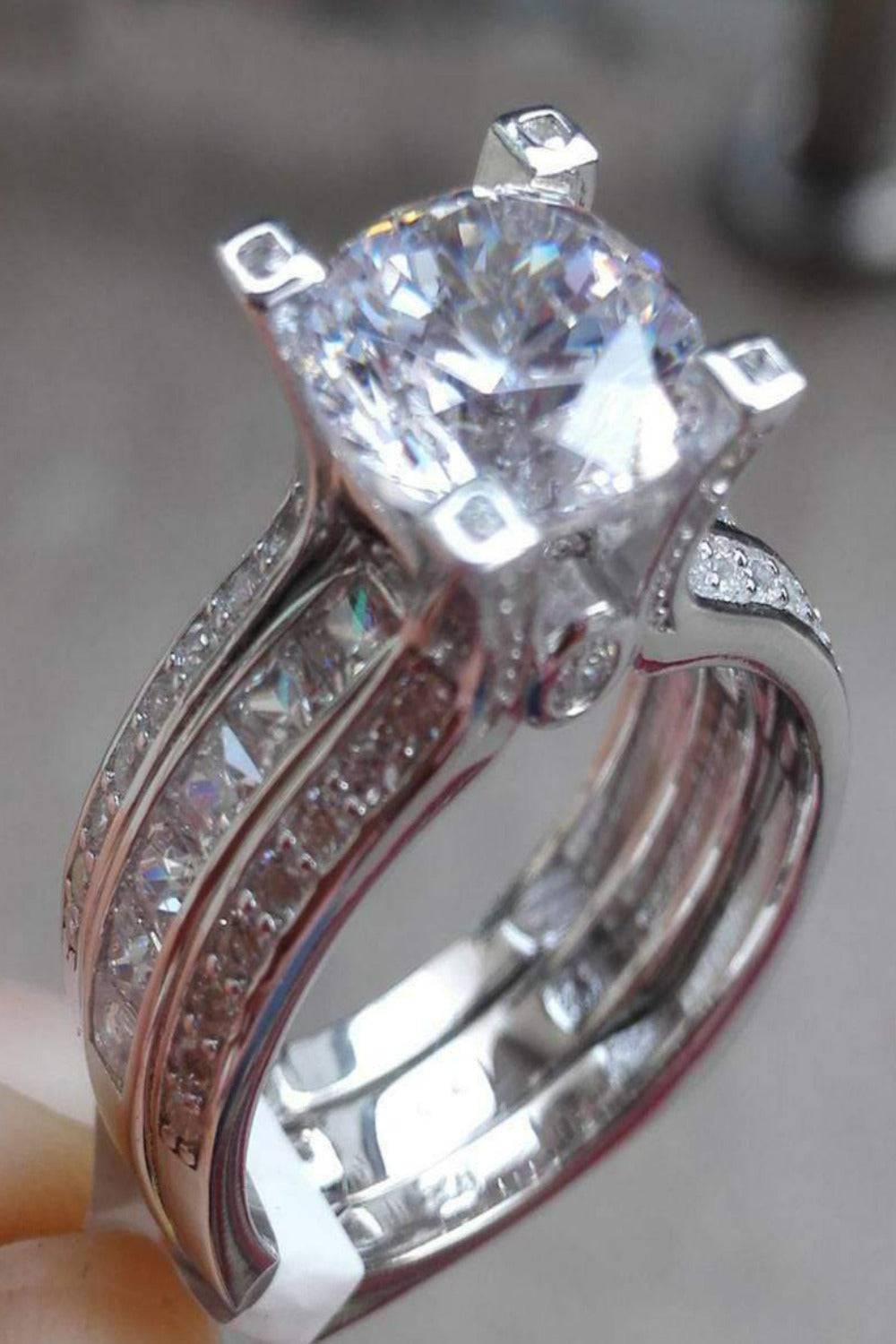 Square Cut Sterling Silver Wedding Ring Set - TGC Boutique - rings
