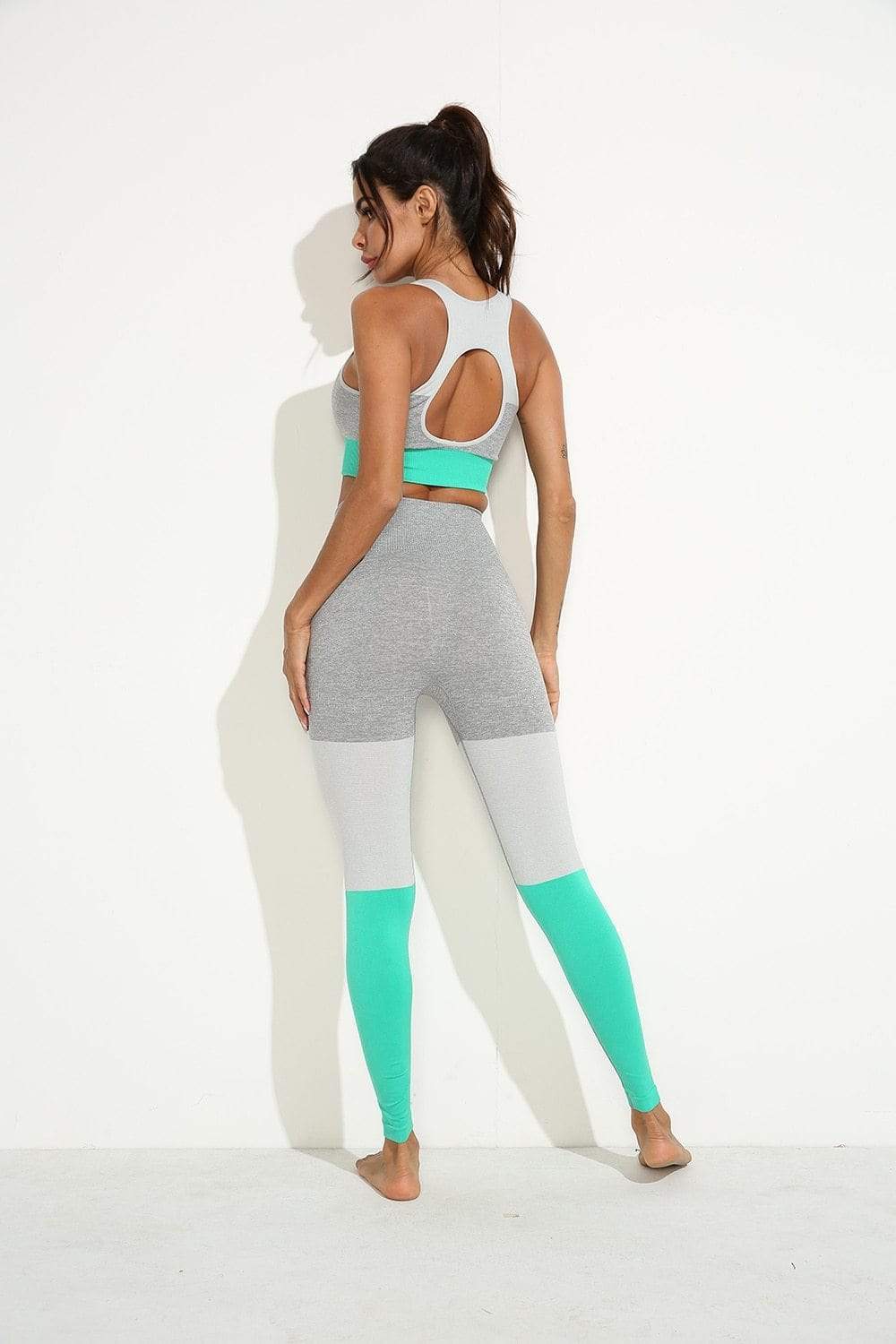 Squat Proof Leggings And Top Set - Green - TGC Boutique - Activewear