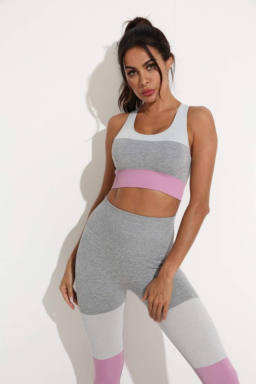 Squat Proof Patchwork Pink Workout Set - TGC Boutique - Activewear