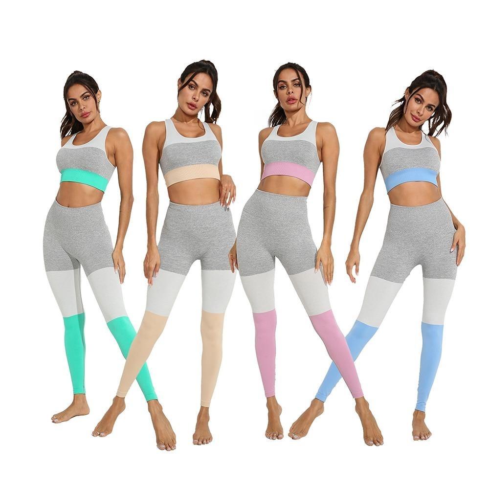Squat Proof Patchwork Pink Workout Set - TGC Boutique - Activewear