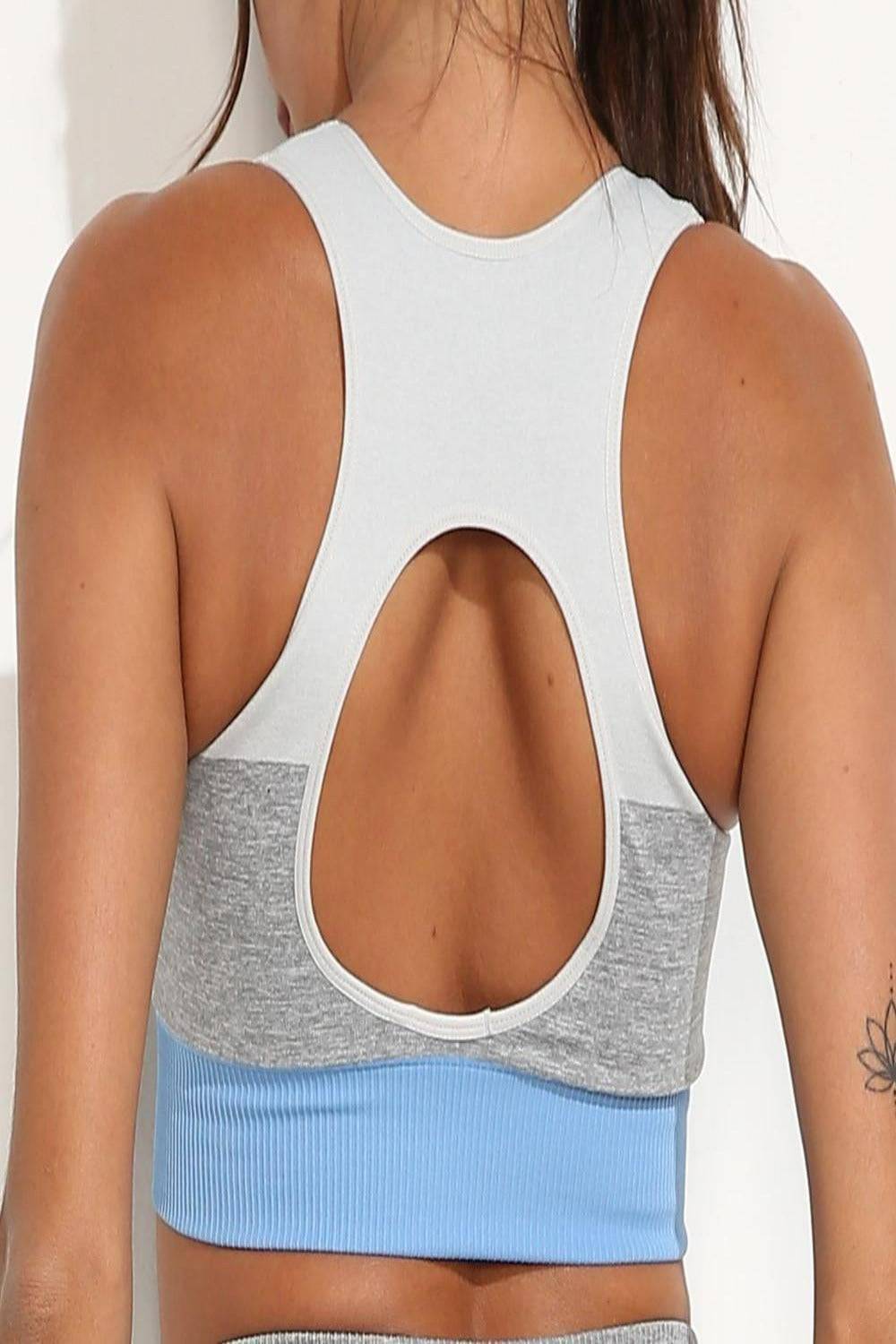 Squat Proof Patchwork Yoga Workout Set - Blue - TGC Boutique - Activewear