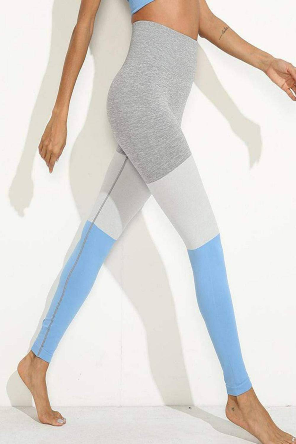Squat Proof Patchwork Yoga Workout Set - Blue - TGC Boutique - Activewear