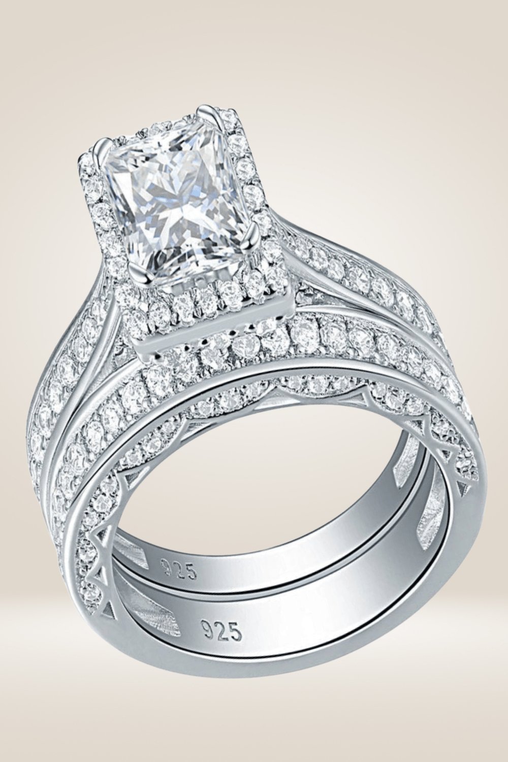 Sterling Silver 1.5 Carat Princess Cut Ring set - TGC Boutique - Rings