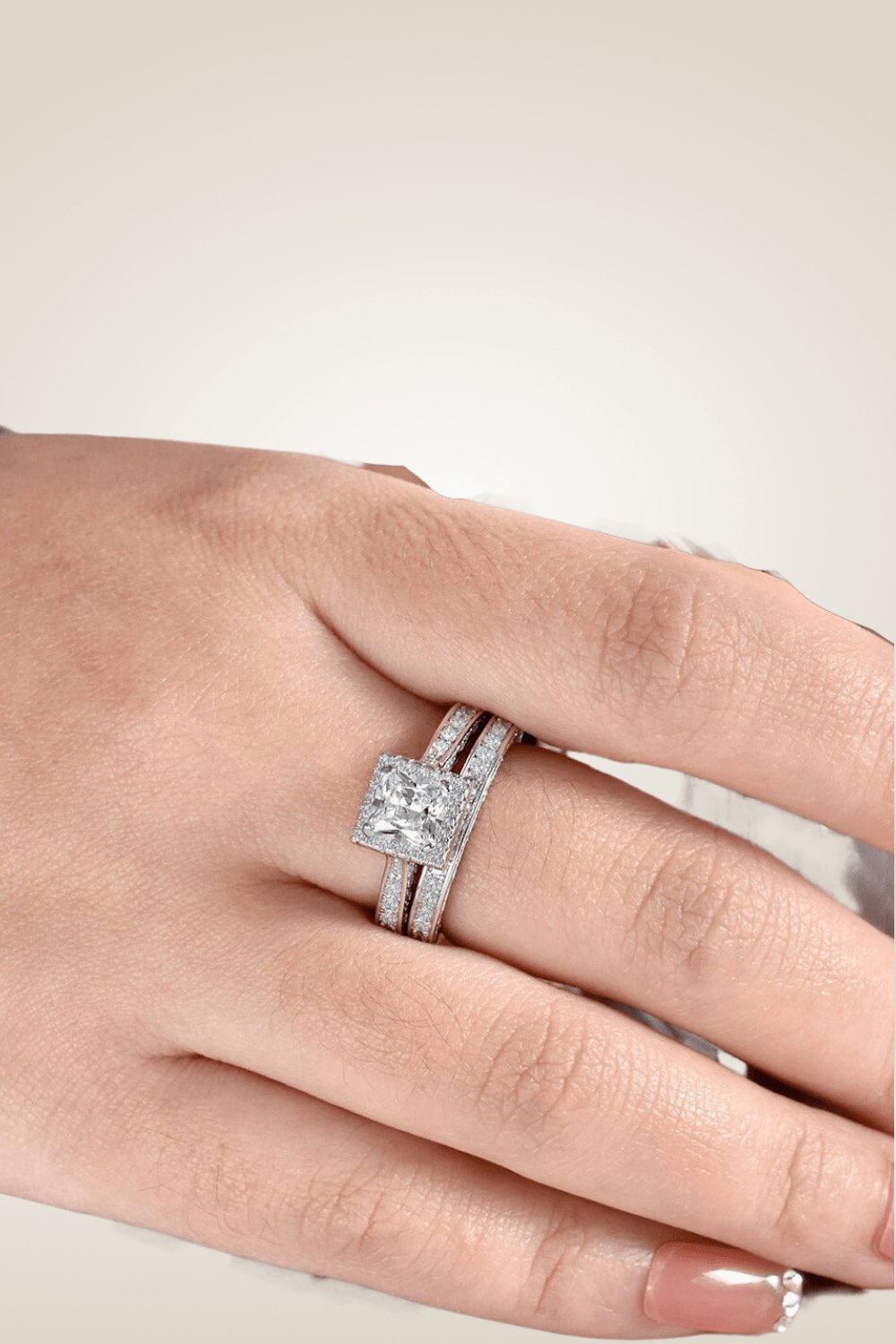 Sterling Silver 1.5 Carat Princess Cut Ring set - TGC Boutique - Rings