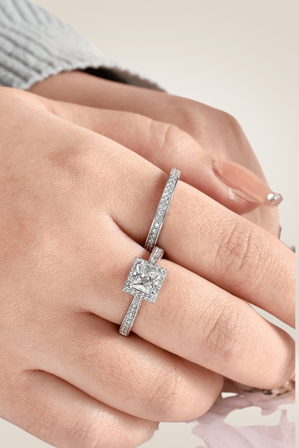 Sterling Silver 1.5 Carat Princess Cut Ring set - TGC Boutique - Rings