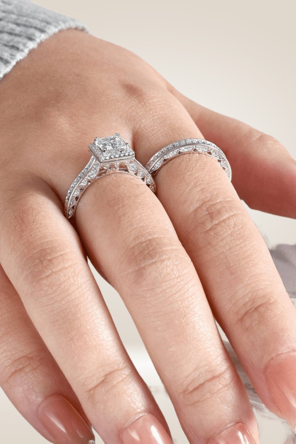 Sterling Silver 1.5 Carat Princess Cut Ring set - TGC Boutique - Rings