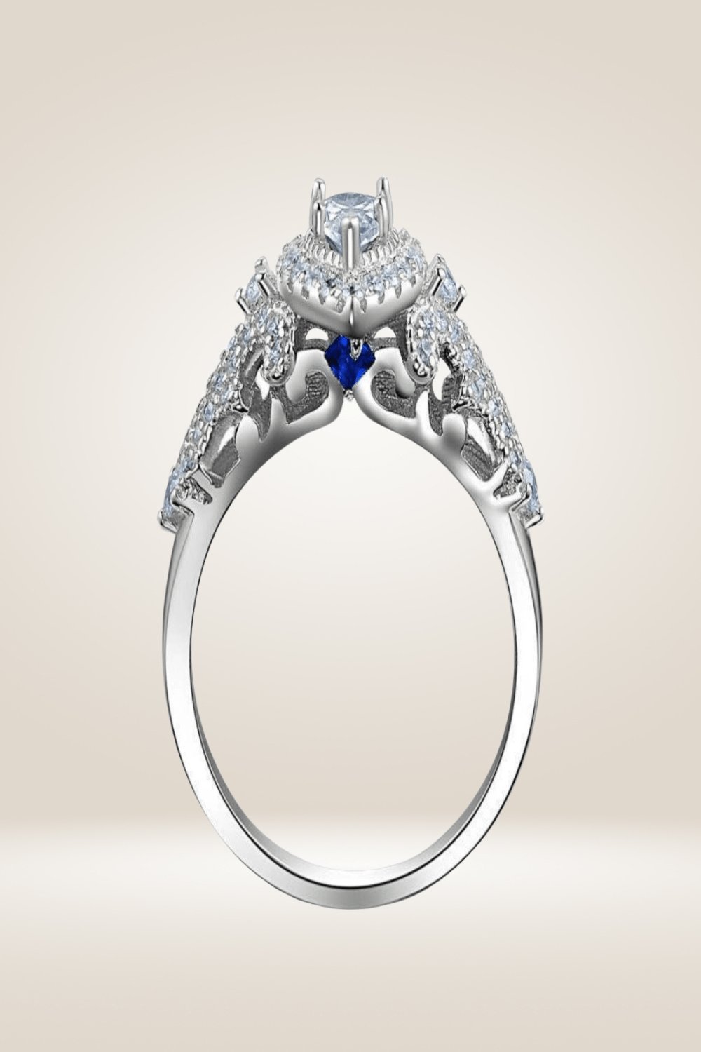 Sterling Silver Blue Sapphire Pear Engagement Rings Set - TGC Boutique - Sterling Silver Ring Set