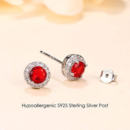 Sterling Silver Red Birthstone Stud Earrings - 4 Pack - TGC Boutique - Silver earrings