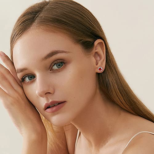 Sterling Silver Red Birthstone Stud Earrings - 4 Pack - TGC Boutique - Silver earrings