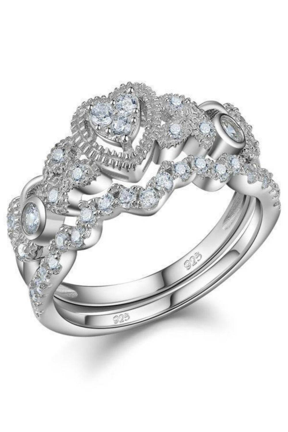 Sterling Silver Sweethearts Ring Set - TGC Boutique -