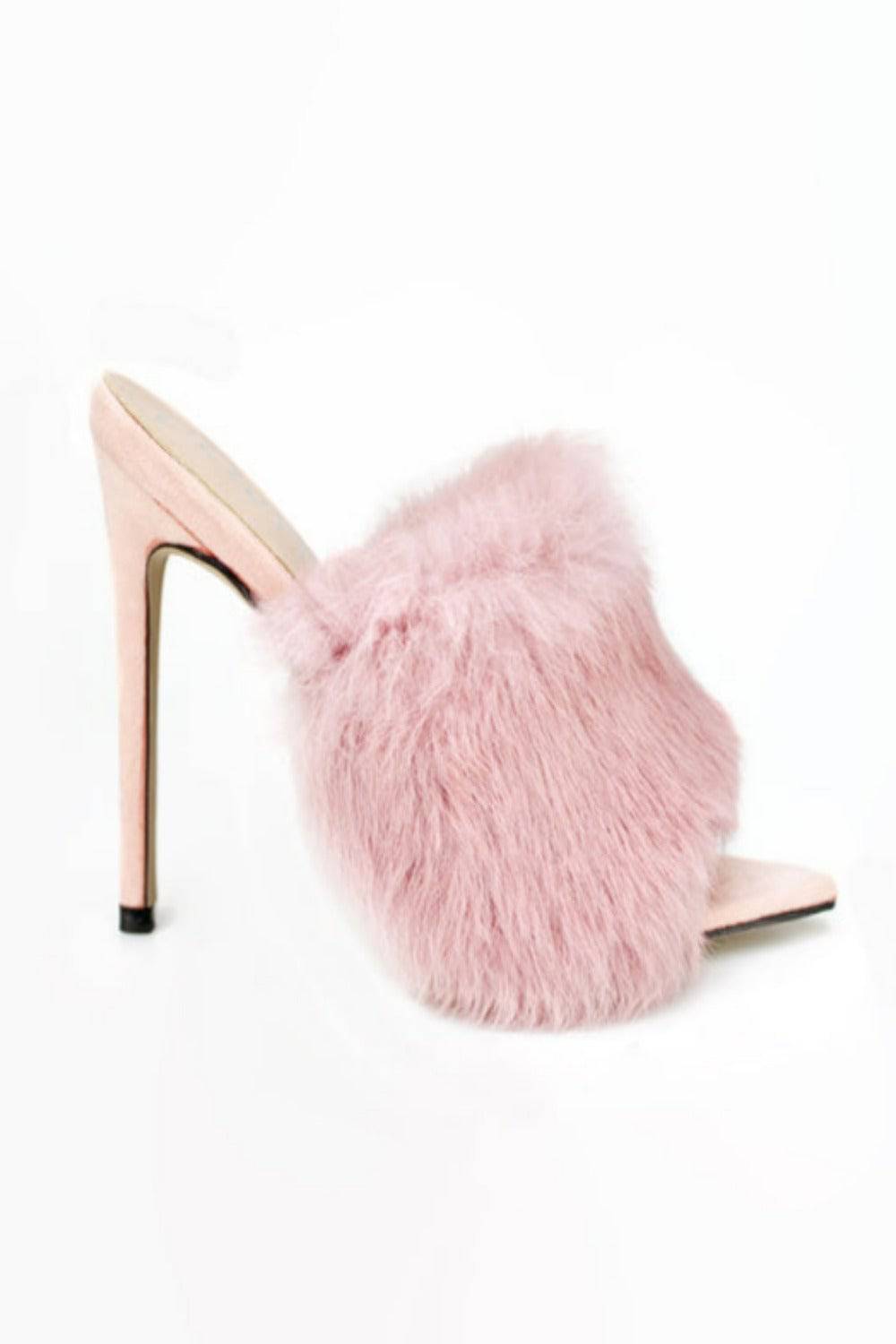 Stiletto High Heel Sandals Fluffy Fur Shoes - TGC Boutique - High Heel Sandals