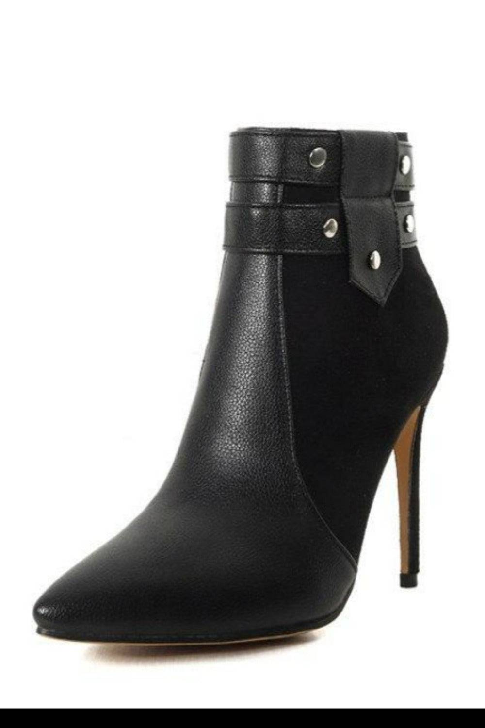 Stiletto High Heels Buckle Ankle Boots - TGC Boutique - Ankle Booties