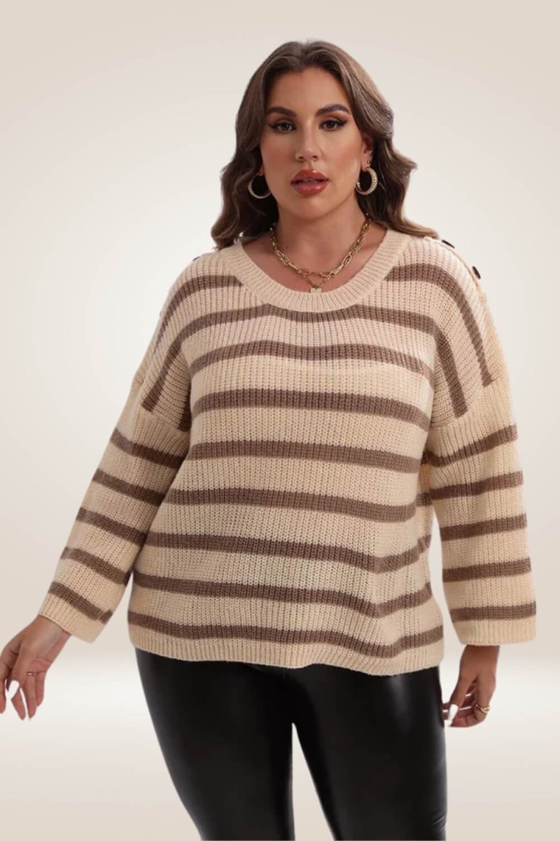 Striped Nude Plus Size Sweater - TGC Boutique - Sweater