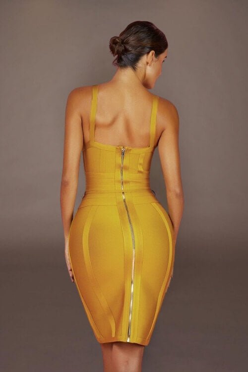 Sunshine Drawstring Midi Bodycon Dress - TGC Boutique - Bodycon Dress