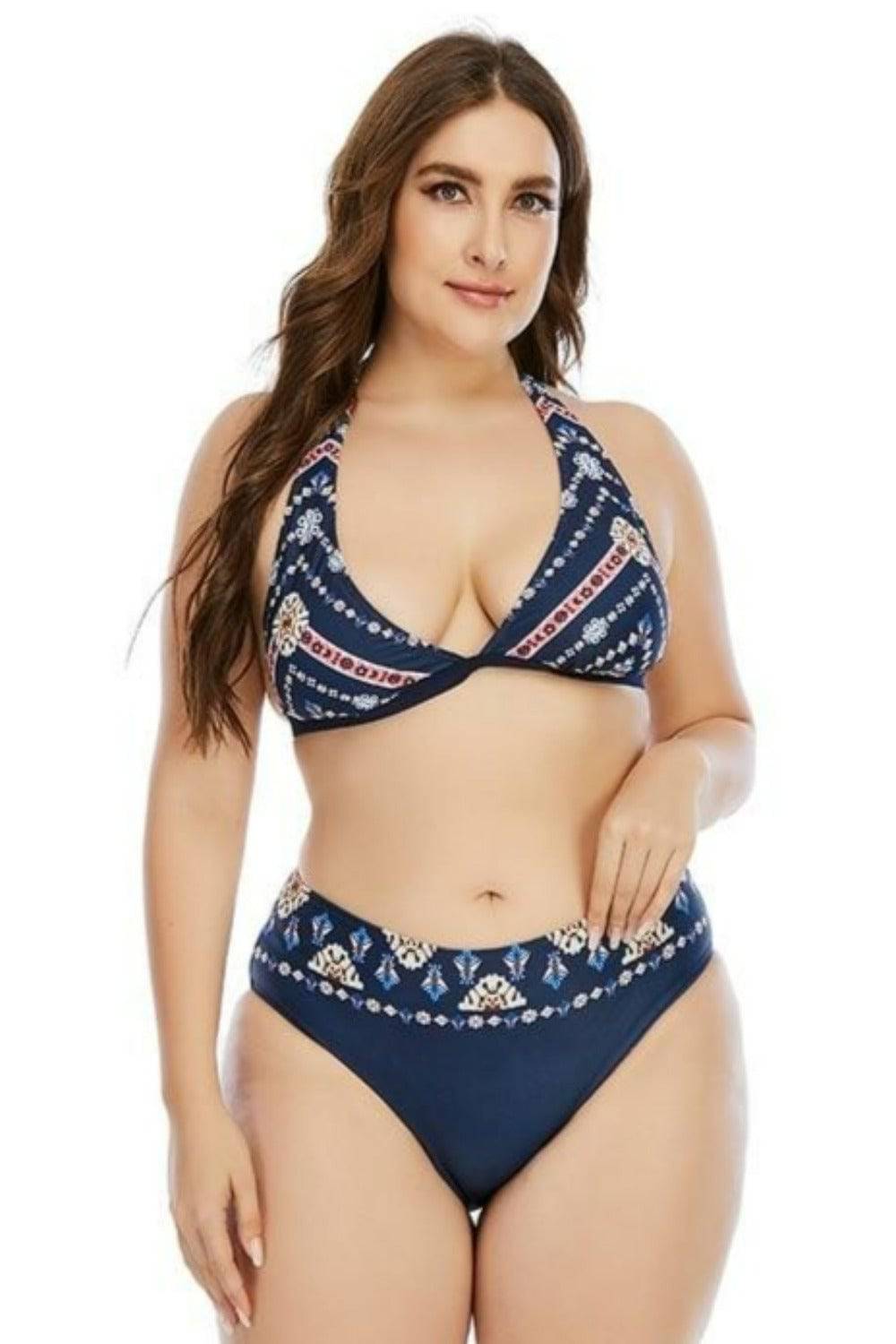 Tamara Blue Two-Piece Plus size Bikini Swimsuit - TGC Boutique - Plus Size Swimsuit