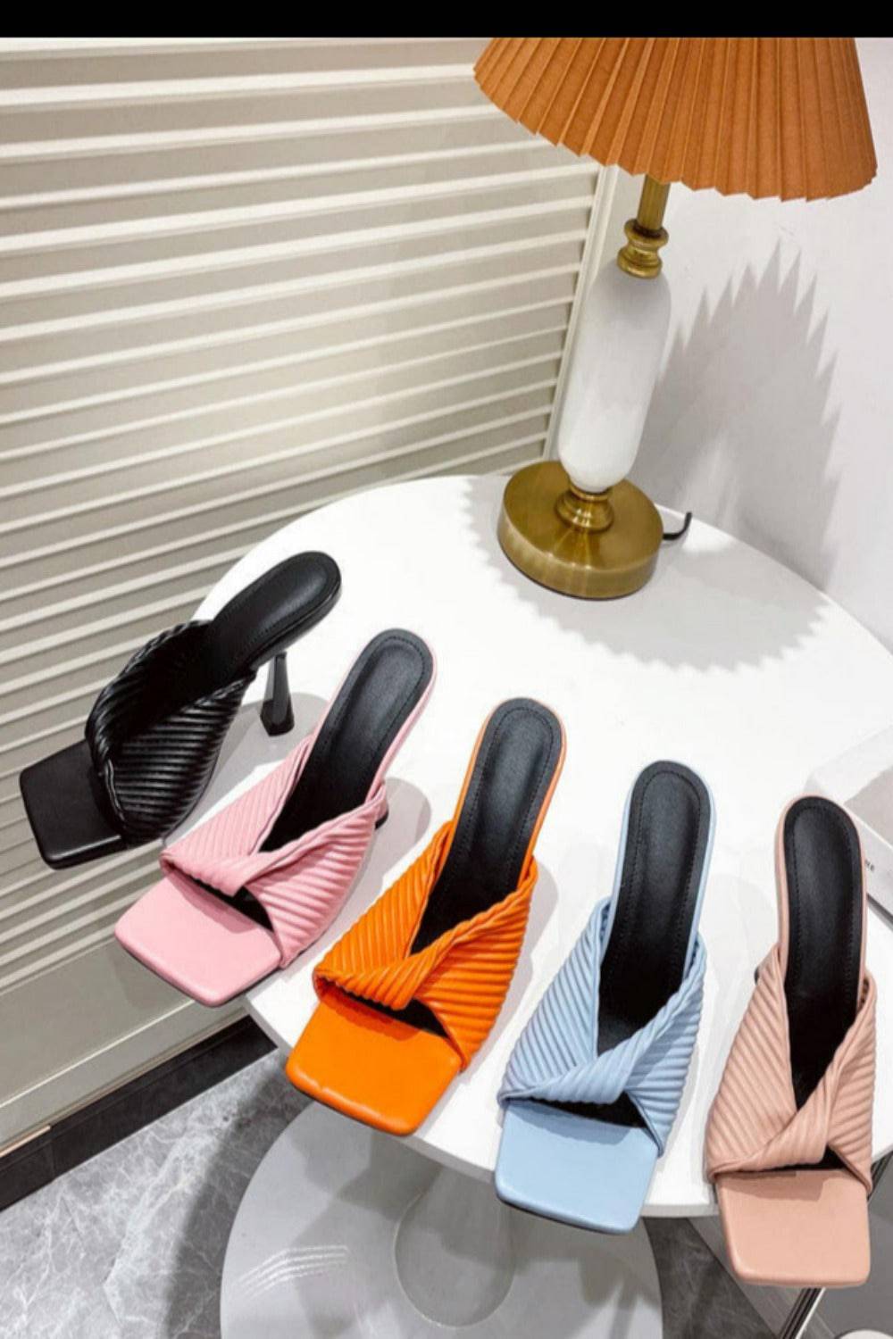 Textured Twist Strap Pink Sandals - TGC Boutique - Shoes