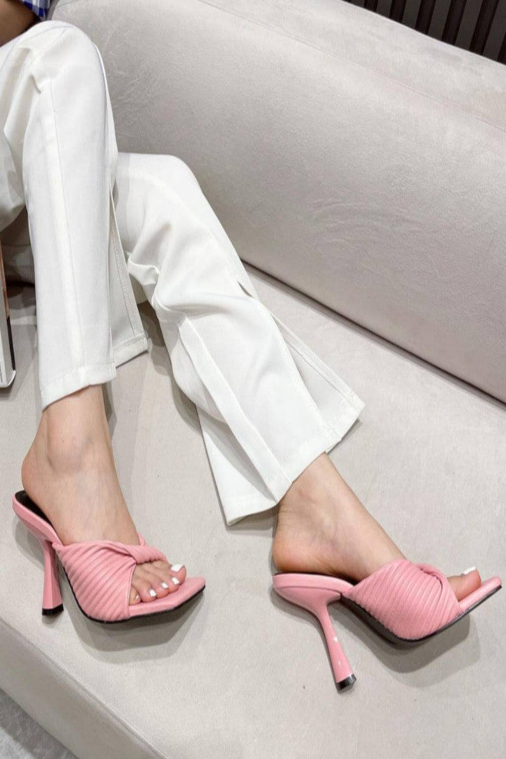 Textured Twist Strap Pink Sandals - TGC Boutique - Shoes