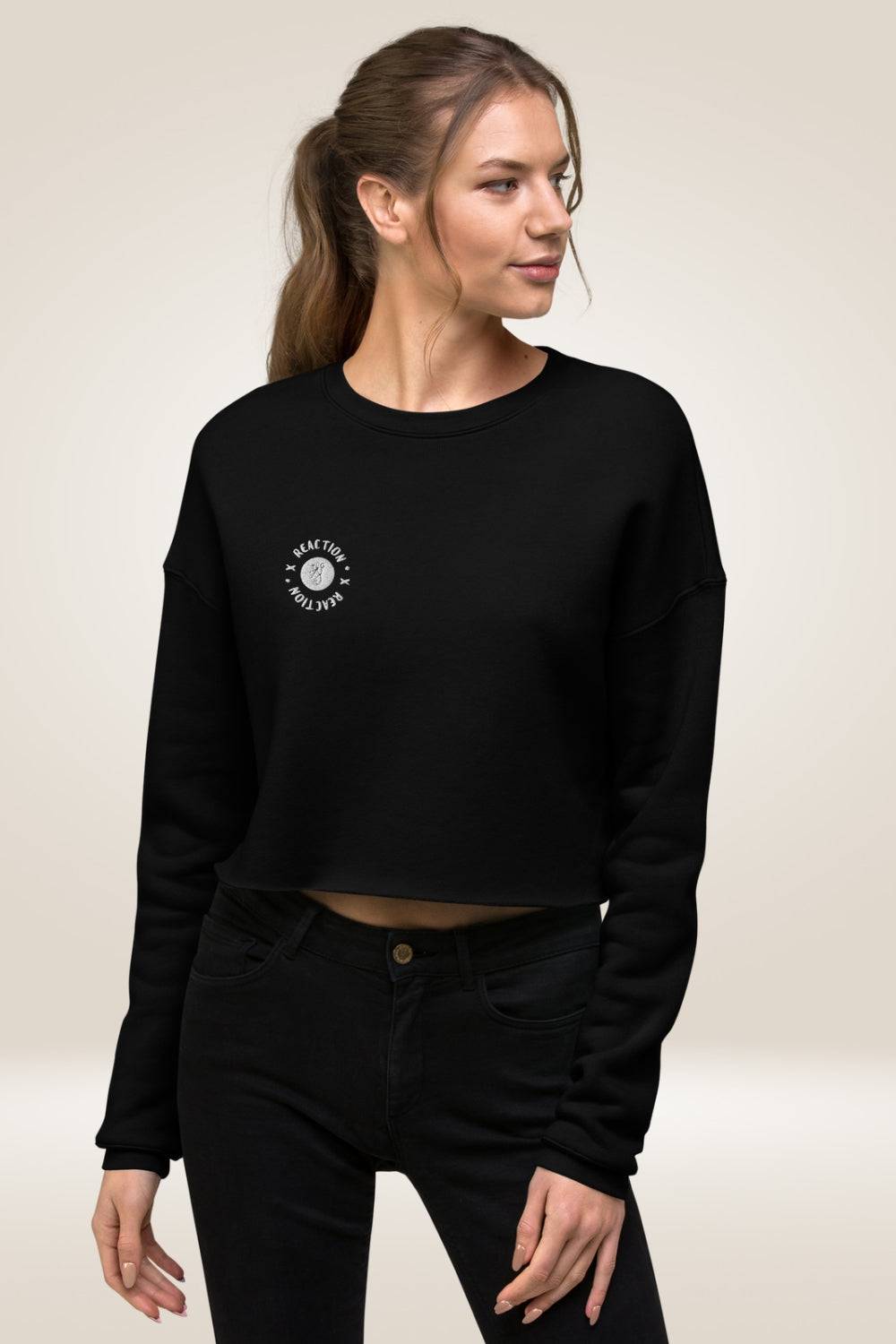 TGC X Reaction Black Cropped Sweatshirt - TGC Boutique - Cropped Sweatshirt