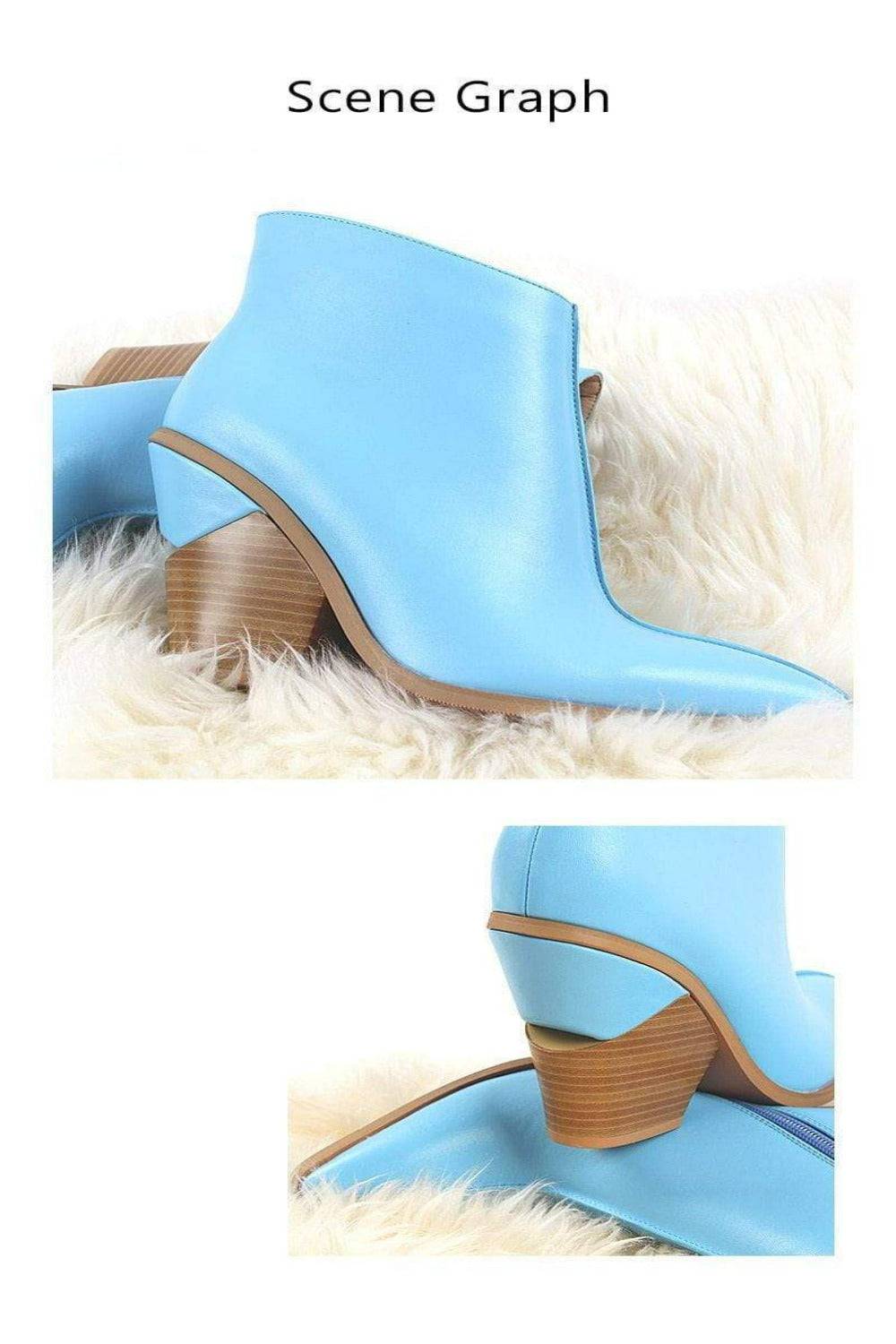 Thick High Heels Pointed Toe Western Cowboy Ankle Boots - TGC Boutique - Ankle Booties