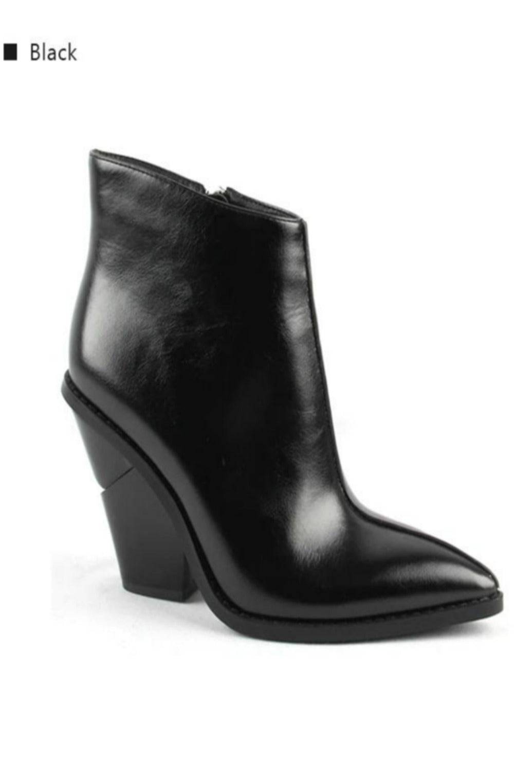 Thick High Heels Pointed Toe Western Cowboy Ankle Boots - TGC Boutique - Ankle Booties