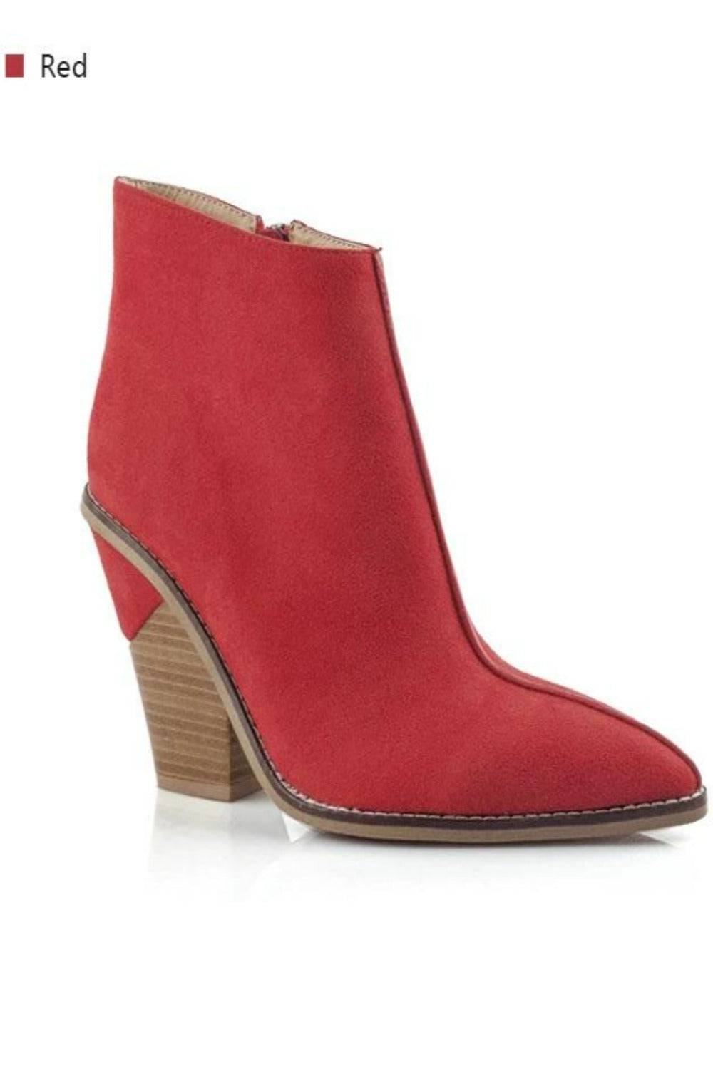 Thick High Heels Pointed Toe Western Cowboy Ankle Boots - TGC Boutique - Ankle Booties