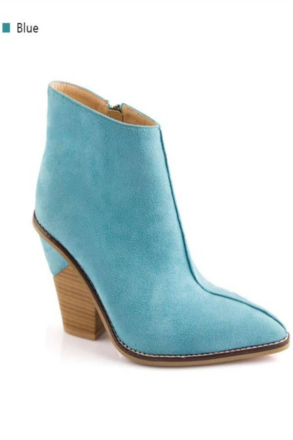 Thick High Heels Pointed Toe Western Cowboy Ankle Boots - TGC Boutique - Ankle Booties