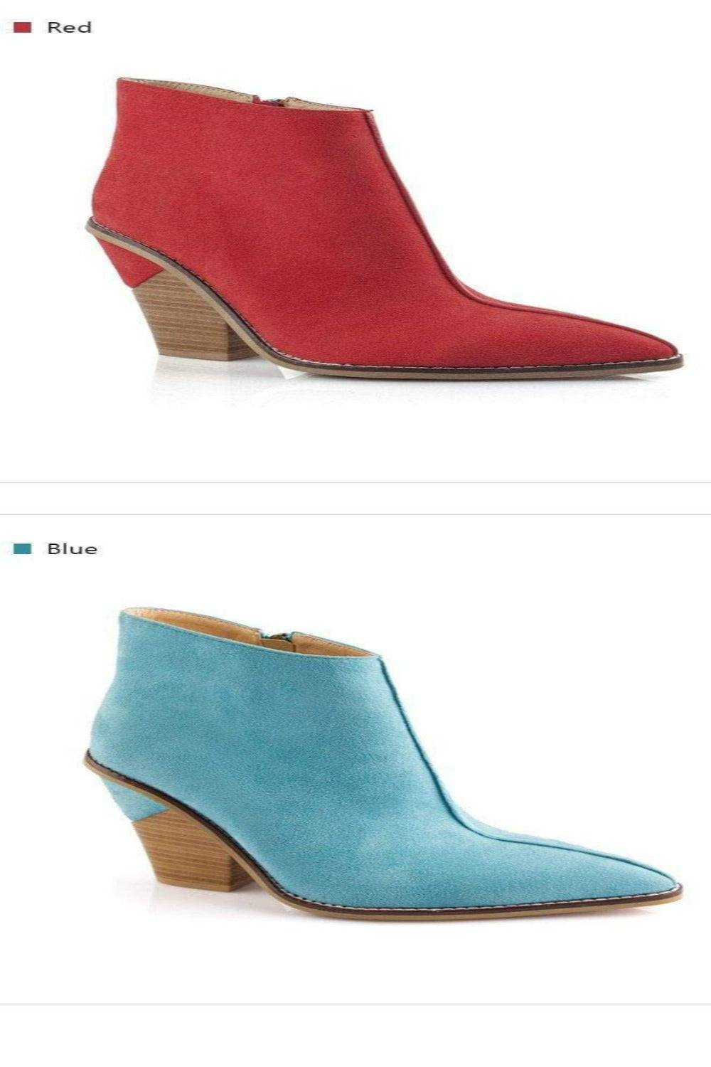 Thick High Heels Pointed Toe Western Cowboy Ankle Boots - TGC Boutique - Ankle Booties