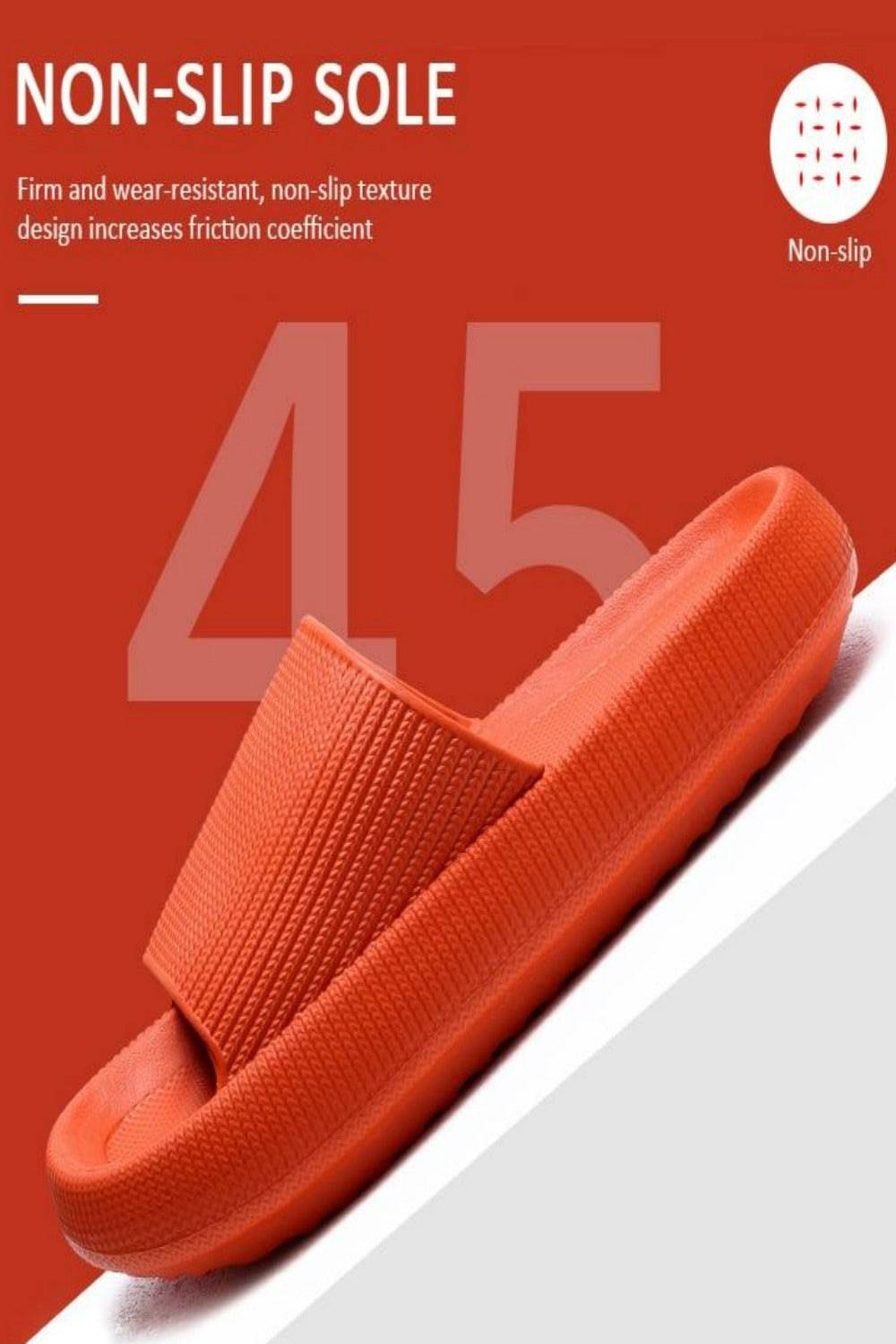 Thick Platform Comfy Orange Rubber Slide Sandals - TGC Boutique - Orange Slides