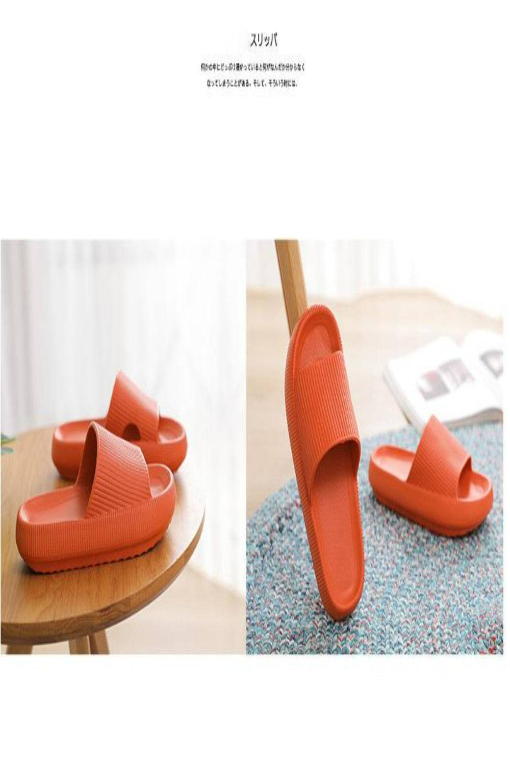 Thick Platform Comfy Orange Rubber Slide Sandals - TGC Boutique - Orange Slides