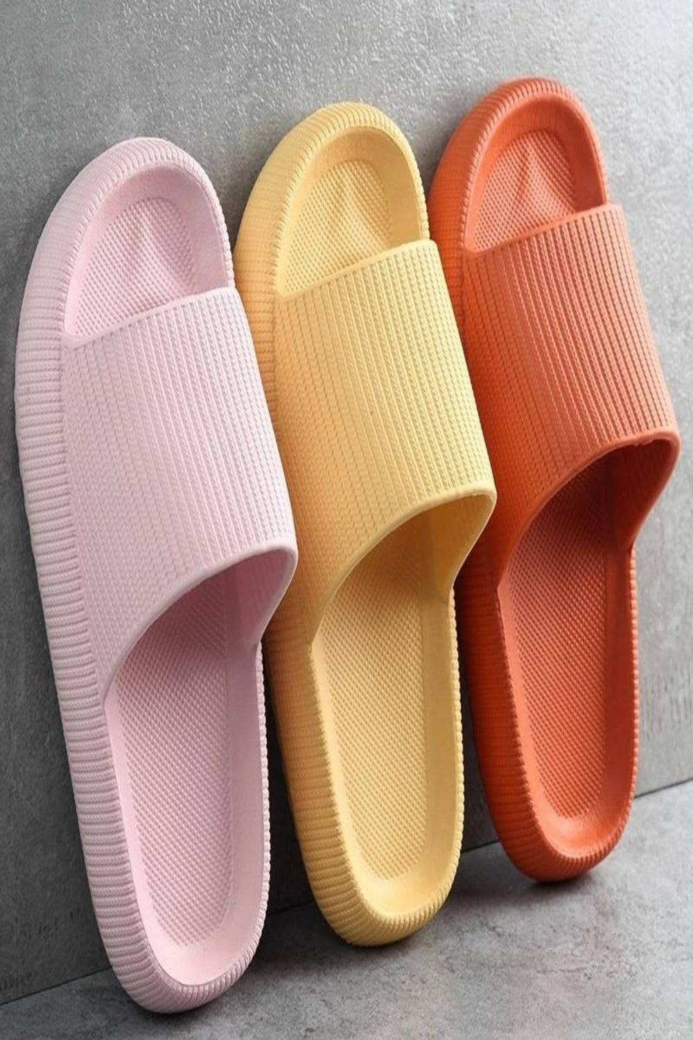 Thick Platform Comfy Orange Rubber Slide Sandals - TGC Boutique - Orange Slides