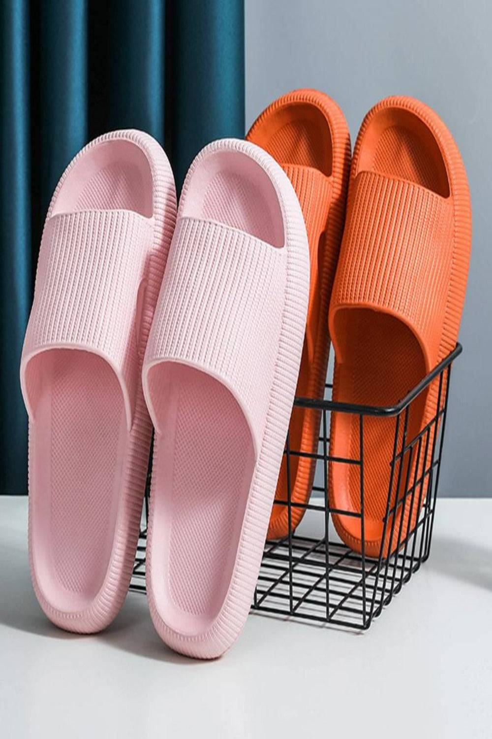 Thick Platform Comfy Orange Rubber Slide Sandals - TGC Boutique - Orange Slides
